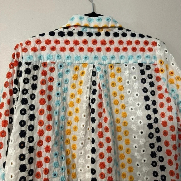 Mary V's Women's 3/4 Sleeve Multicolored Embroidered Floral Button Up GUC - Picture 10 of 11